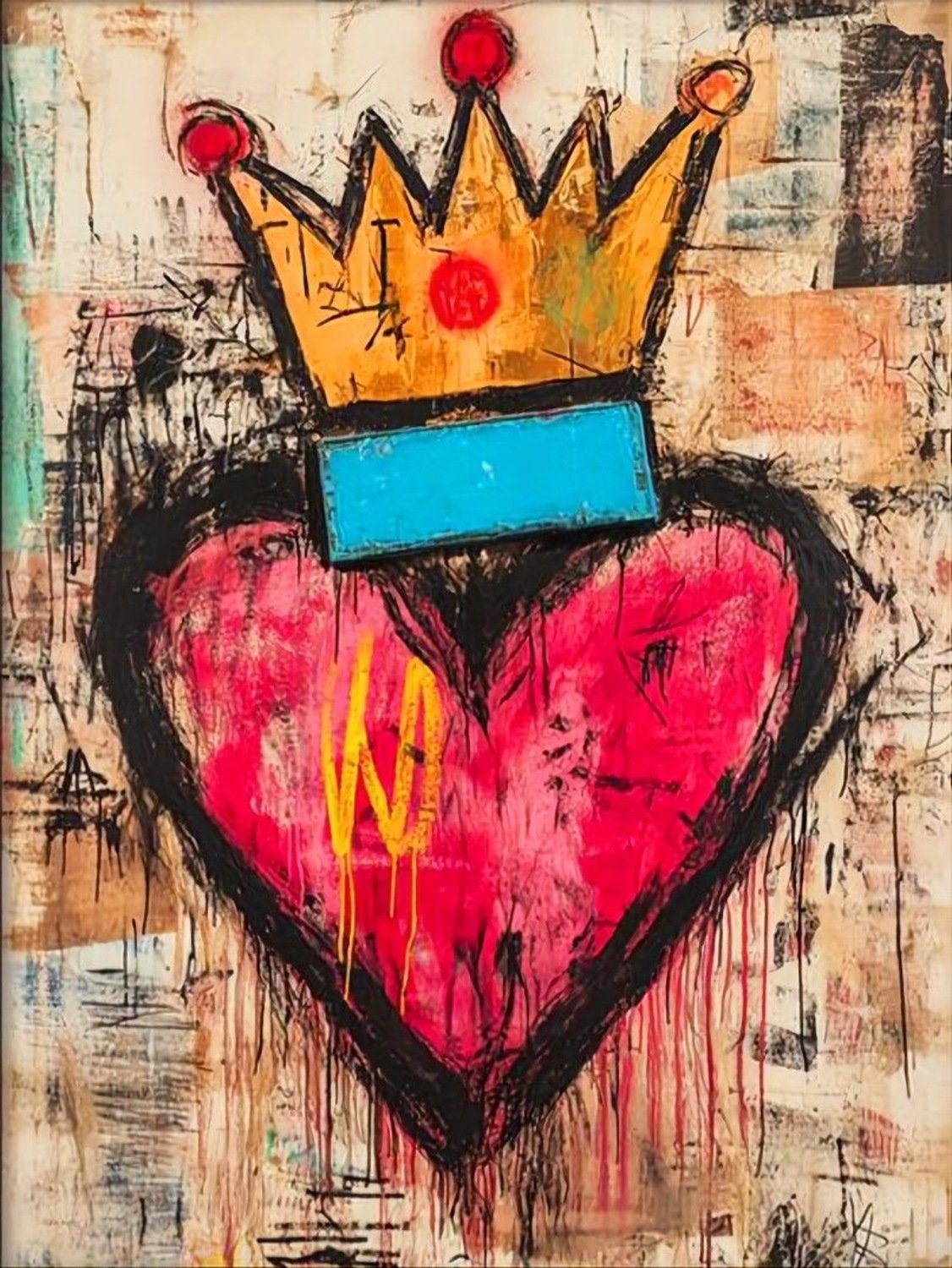 COEUR DESSINÉ AVEC COURONNE